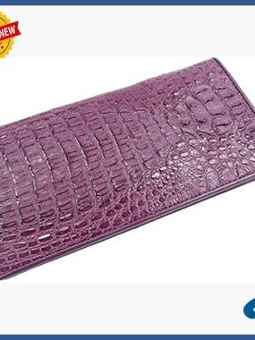 Genuine Crocodile Caiman Hornback Leather Checkbook Wallet, 14 Card Slots